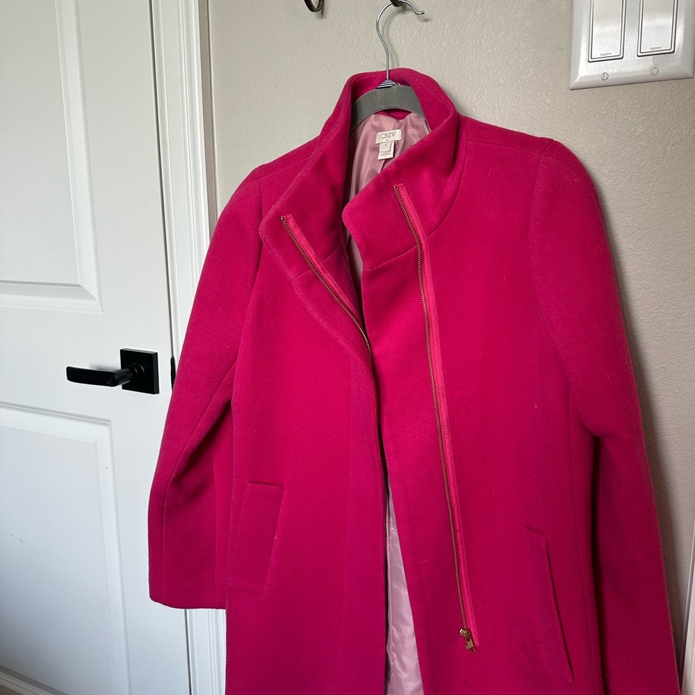 J. Crew Fuchsia Trench Coat